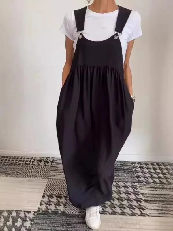Regla | Vestido Largo Con Tirantes Y Bolsillos, Corte Holgado