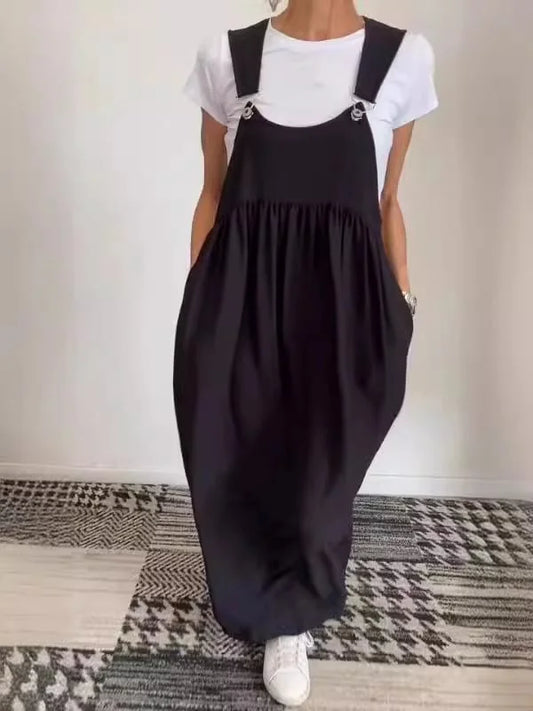 Regla | Vestido Largo Con Tirantes Y Bolsillos, Corte Holgado