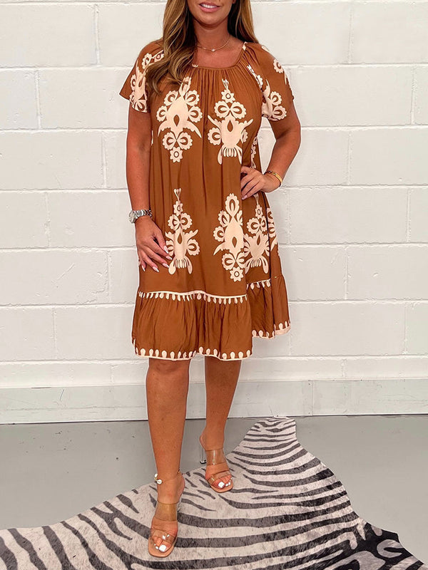 Ranee | Vestido Estampado con Mangas Cortas Amplias