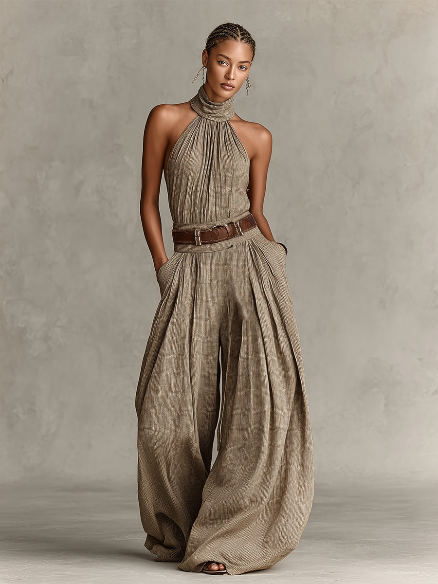 Jerina | Mono Holgado De Pierna Ancha Con Cuello Halter