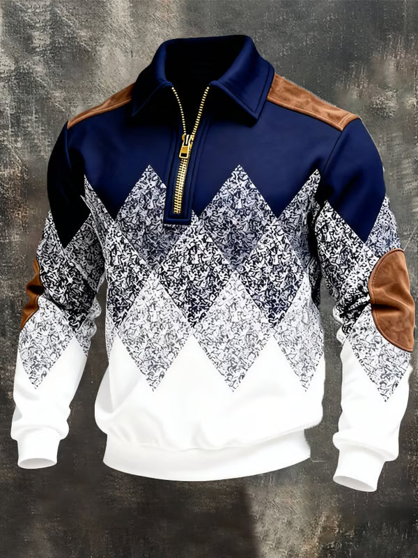 Renshaw | Sudadera con Cremallera de un Cuarto de largo y Estampado de Rombos