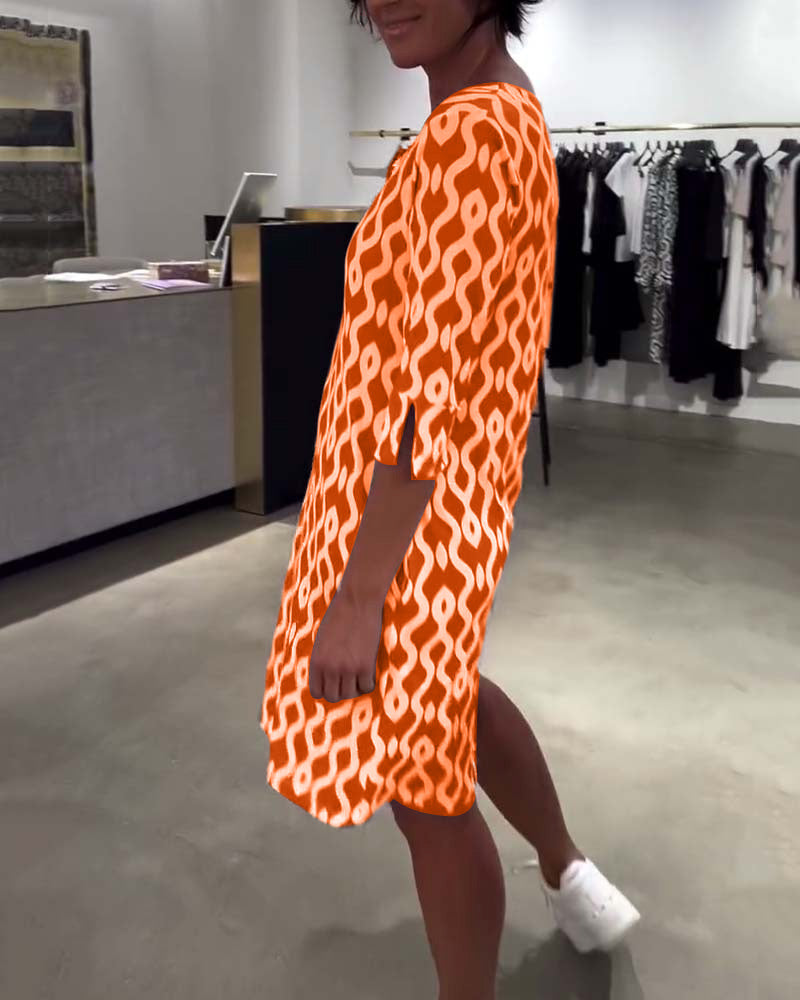 Jacqueline | Vestido midi Holgado con Estampado y Cuello en V