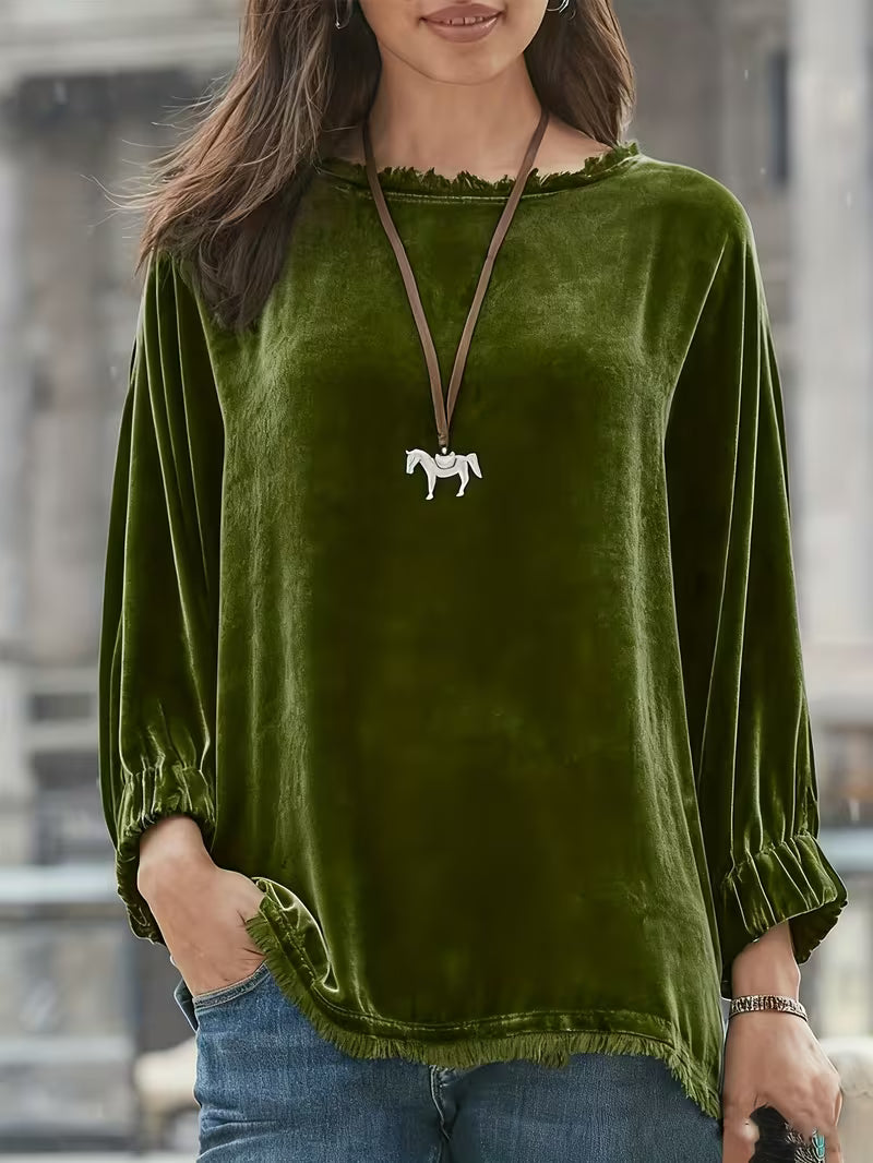 Petunia | Blusa Holgada de Terciopelo Manga Larga