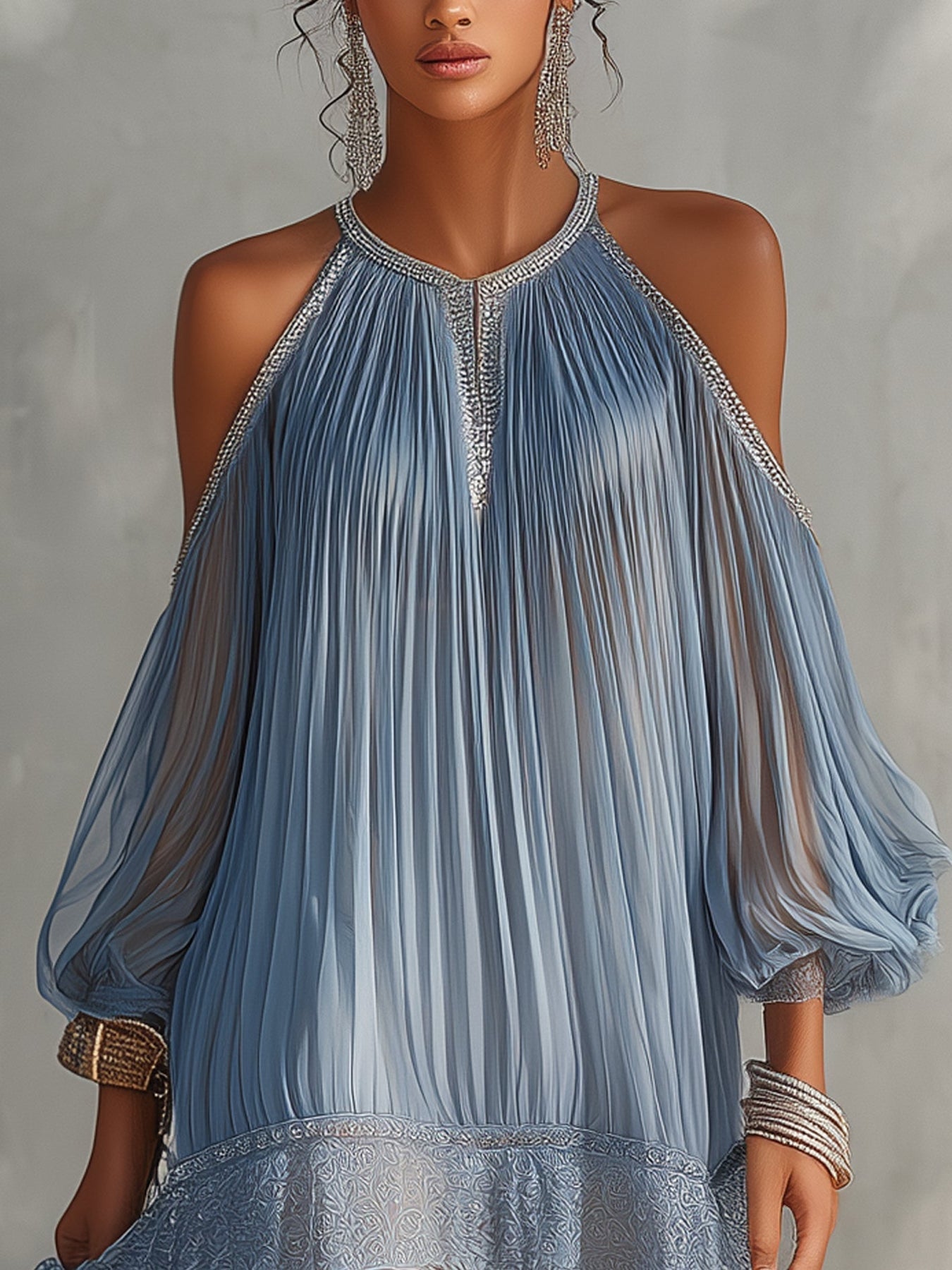 Viyana | Vestido Mini Plisado Con Hombros Descubiertos