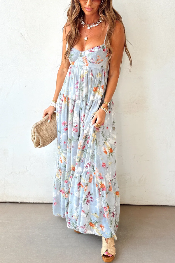 Samadhi – Vestido Maxi sin Mangas | Vestido Maxi Floral para Mujer
