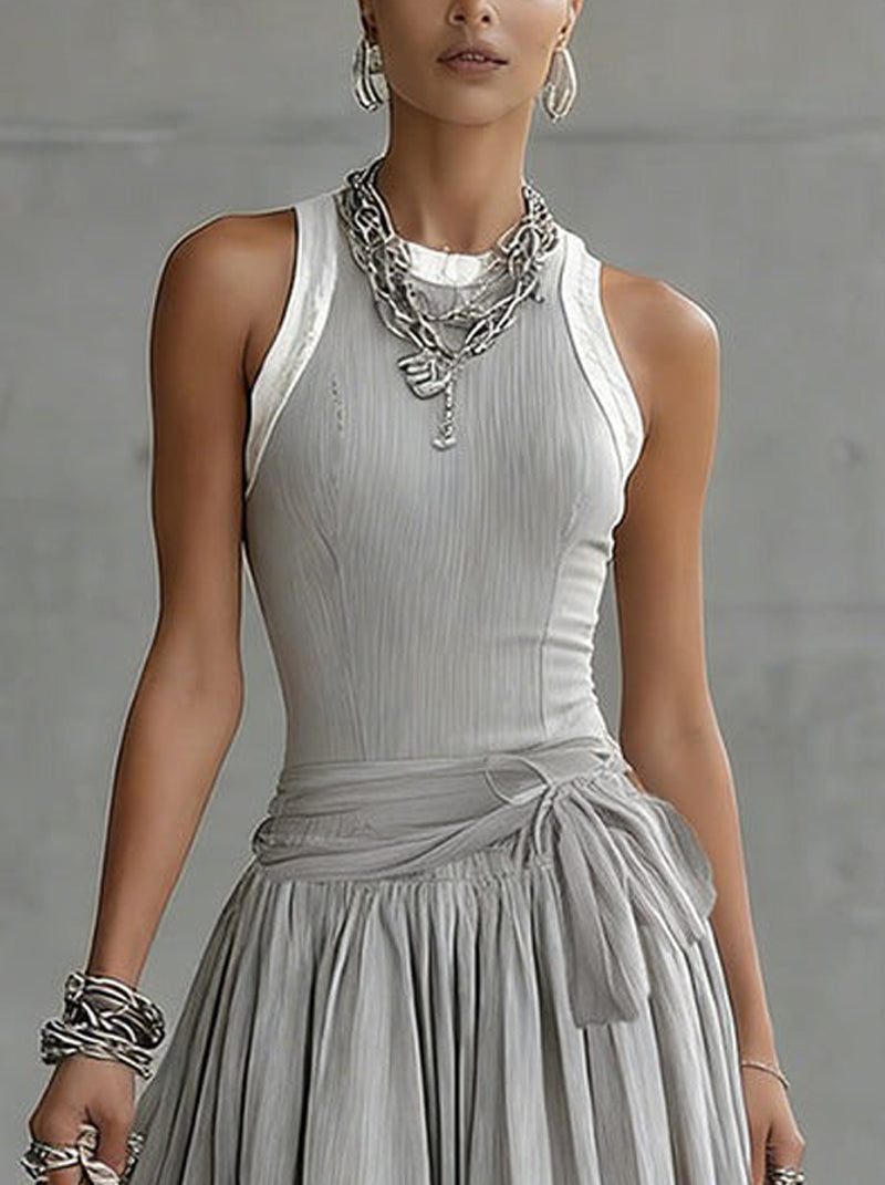 Chotika | Vestido MIDI Sin Mangas De Punto Acanalado, Gris