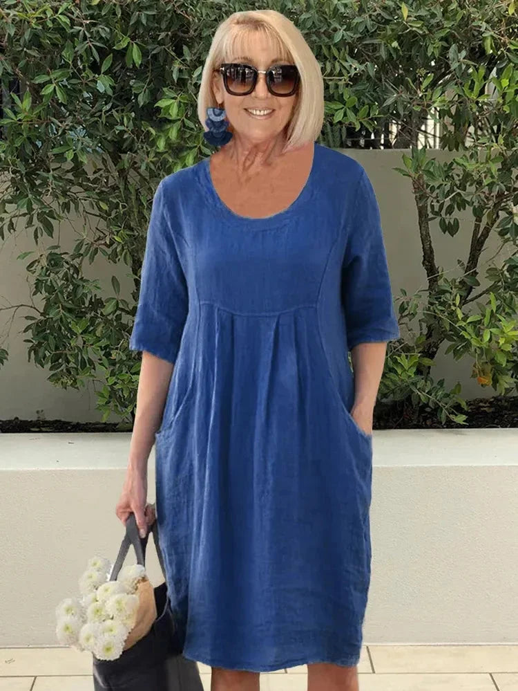 Devyn | Vestido MIDI Liso Con Bolsillos