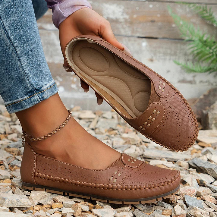 Gerdien | Mocasines Sin Cordones Perforados Para Mujer, Zapatos Planos Informales