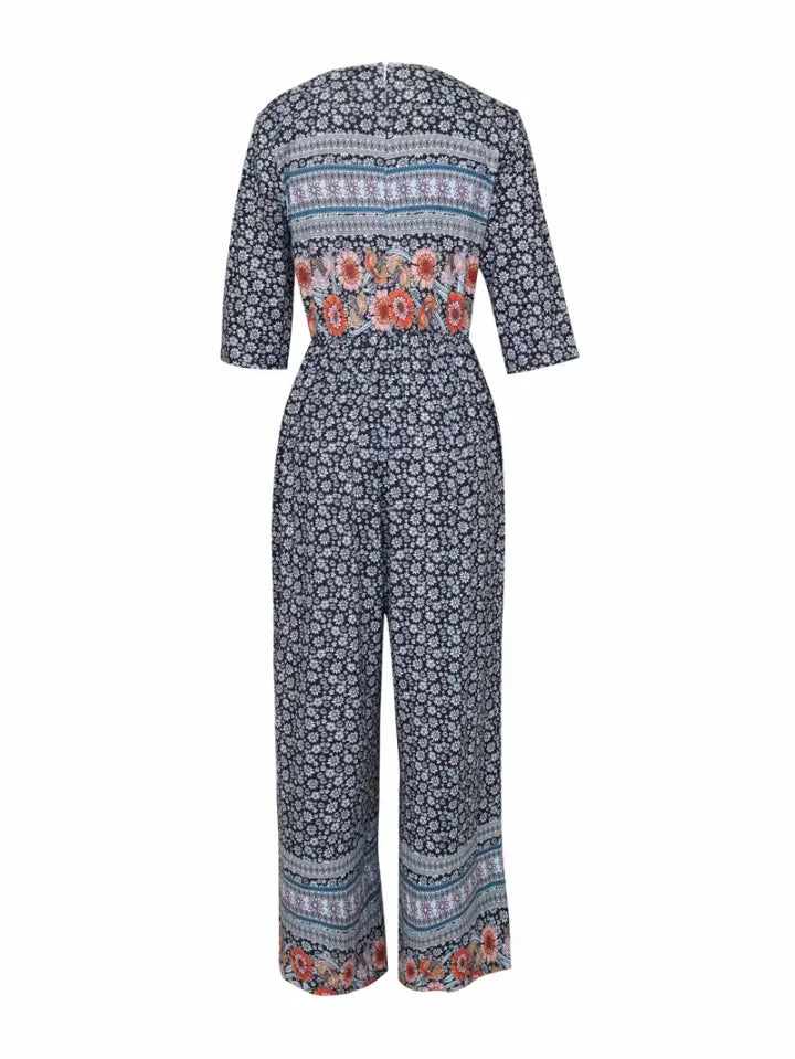 Nerina | Mono Floral De Pierna Ancha