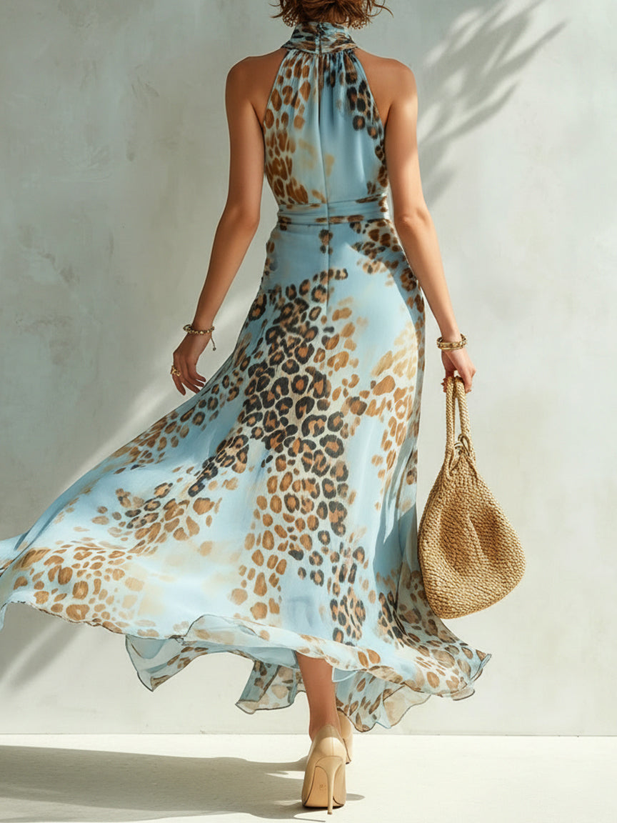 Nekolina | Vestido Largo Con Cuello Halter Y Estampado De Leopardo