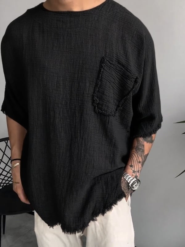 Davis - Camiseta de Manga Corta Con Bolsillo y Textura