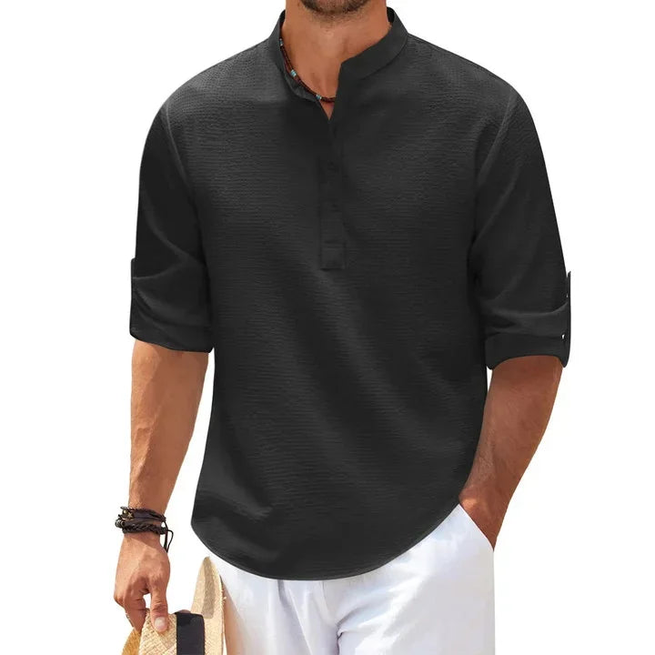 Tjeerd | Camisa Henley Con Cuello De Banda Texturizado