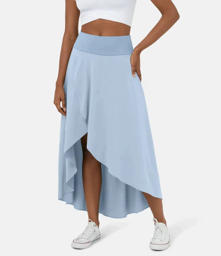 Keisha | Falda Midi Asimétrica Con Volantes y Cintura Alta