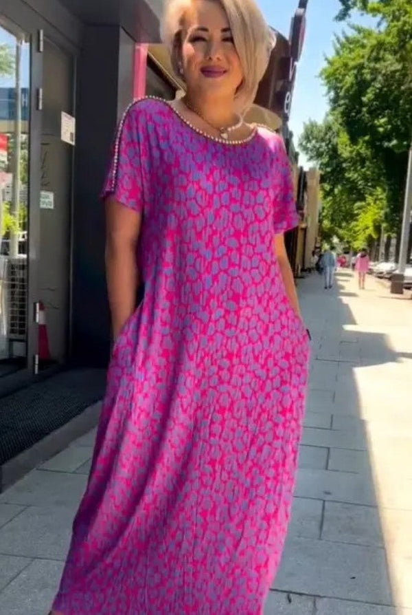 Aspasia | Vestido Largo con Estampado de Leopardo