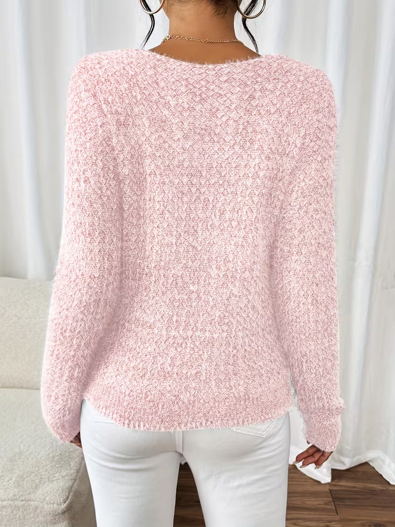 Aderah | Jersey De Punto Con Cuello en V Y Manga Larga Con Textura