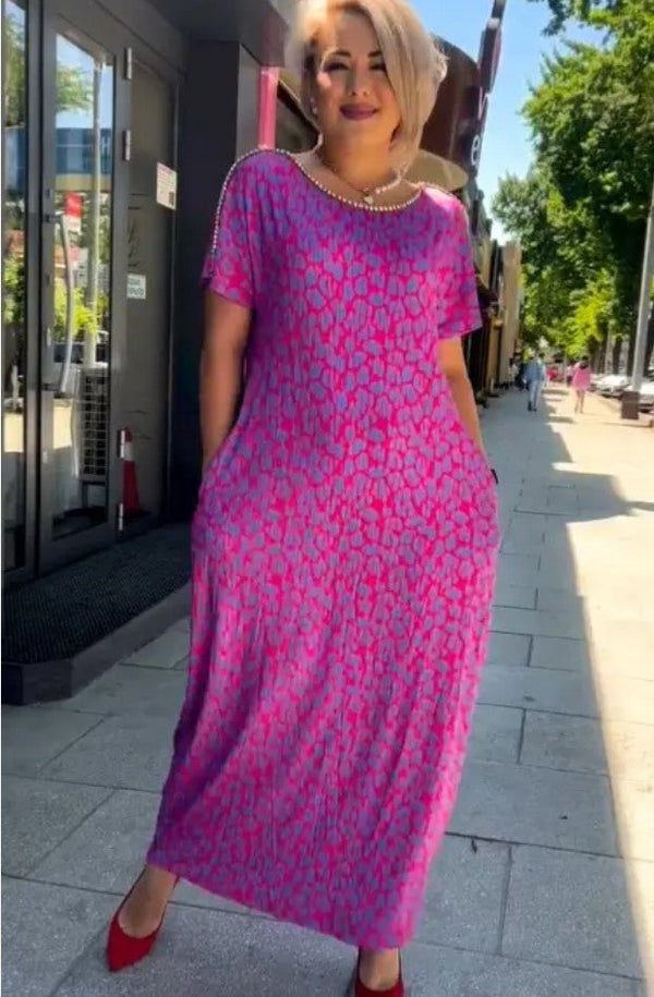 Aspasia | Vestido Largo con Estampado de Leopardo