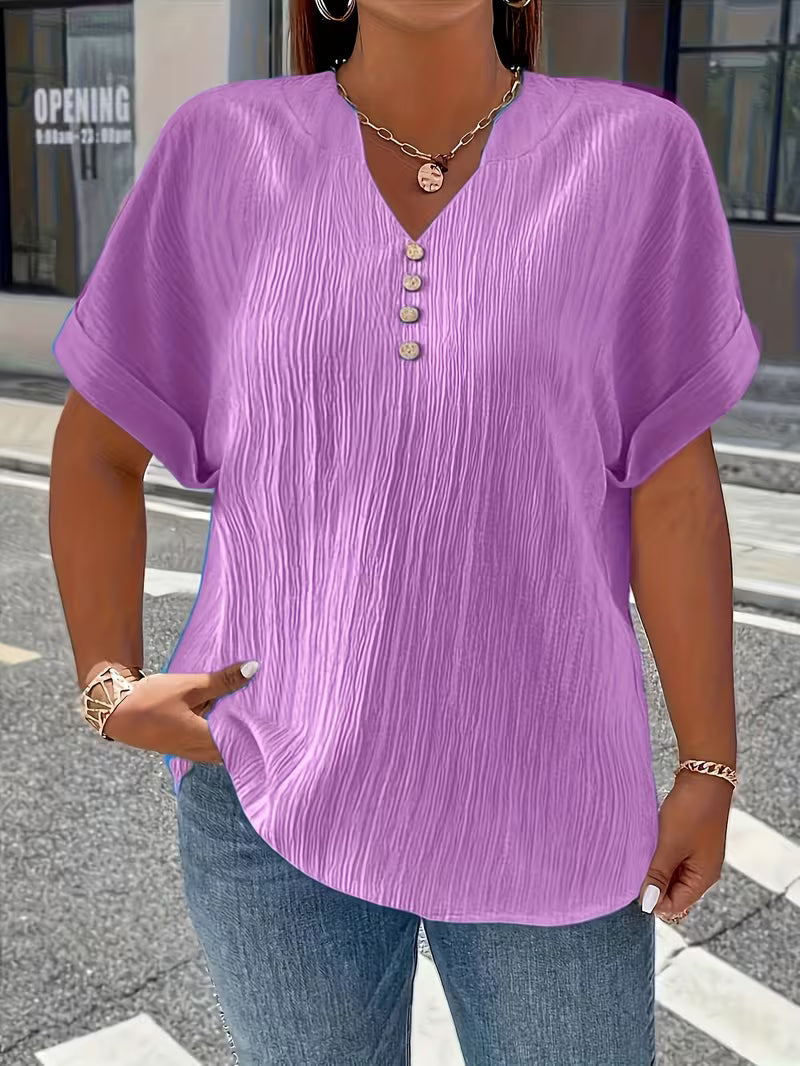 Mrella | Camiseta Con Cuello en V y Botonadura Frontal