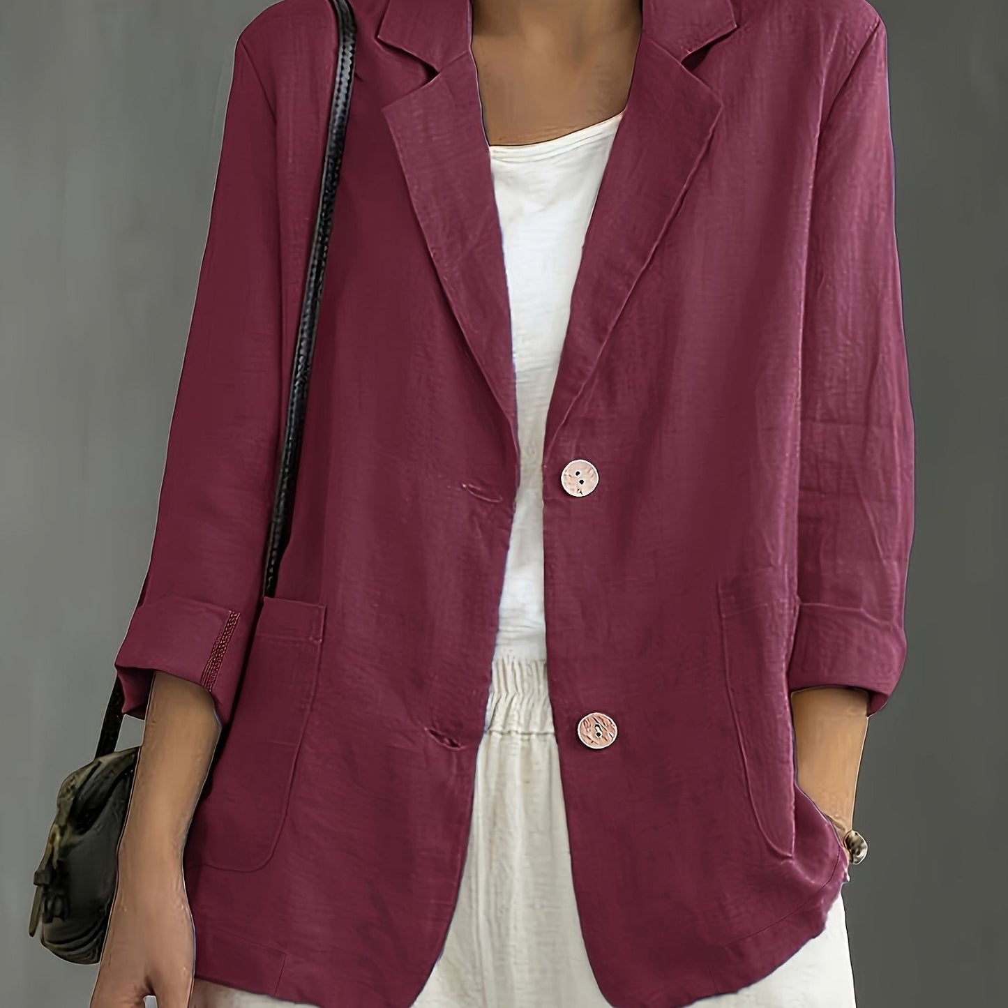 Jayde | Chaqueta Blazer Con Mangas Remangadas Y Bolsillos