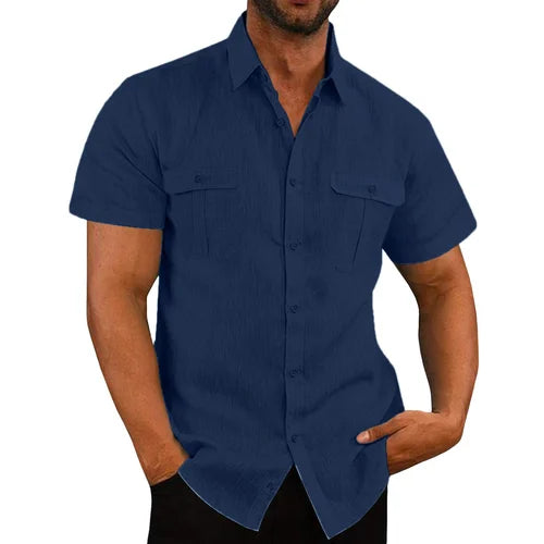 Eldwin | Camisa De Manga Corta Con Botones Y Bolsillos Para Hombre
