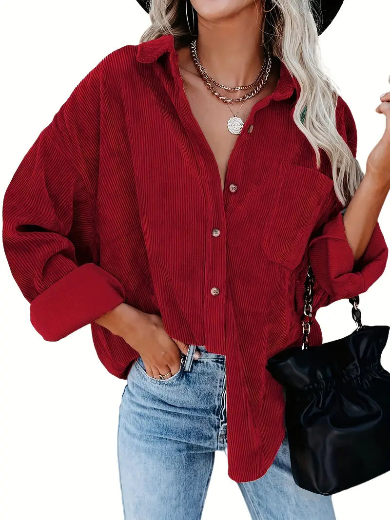 Irmela | Camisa de Manga Larga de Pana Con Botones