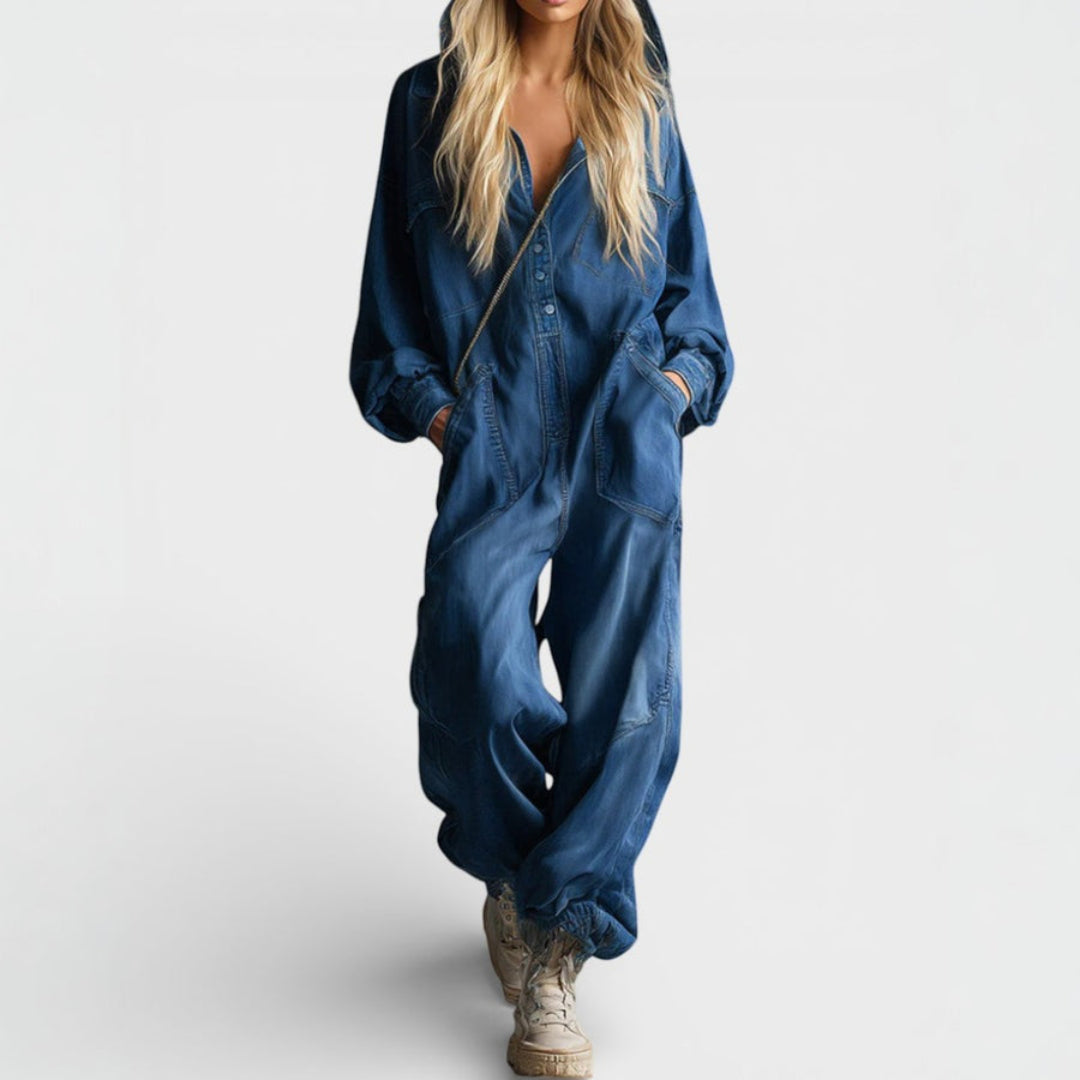 Estielle - Mono de Manga Larga Con Capucha de Denim