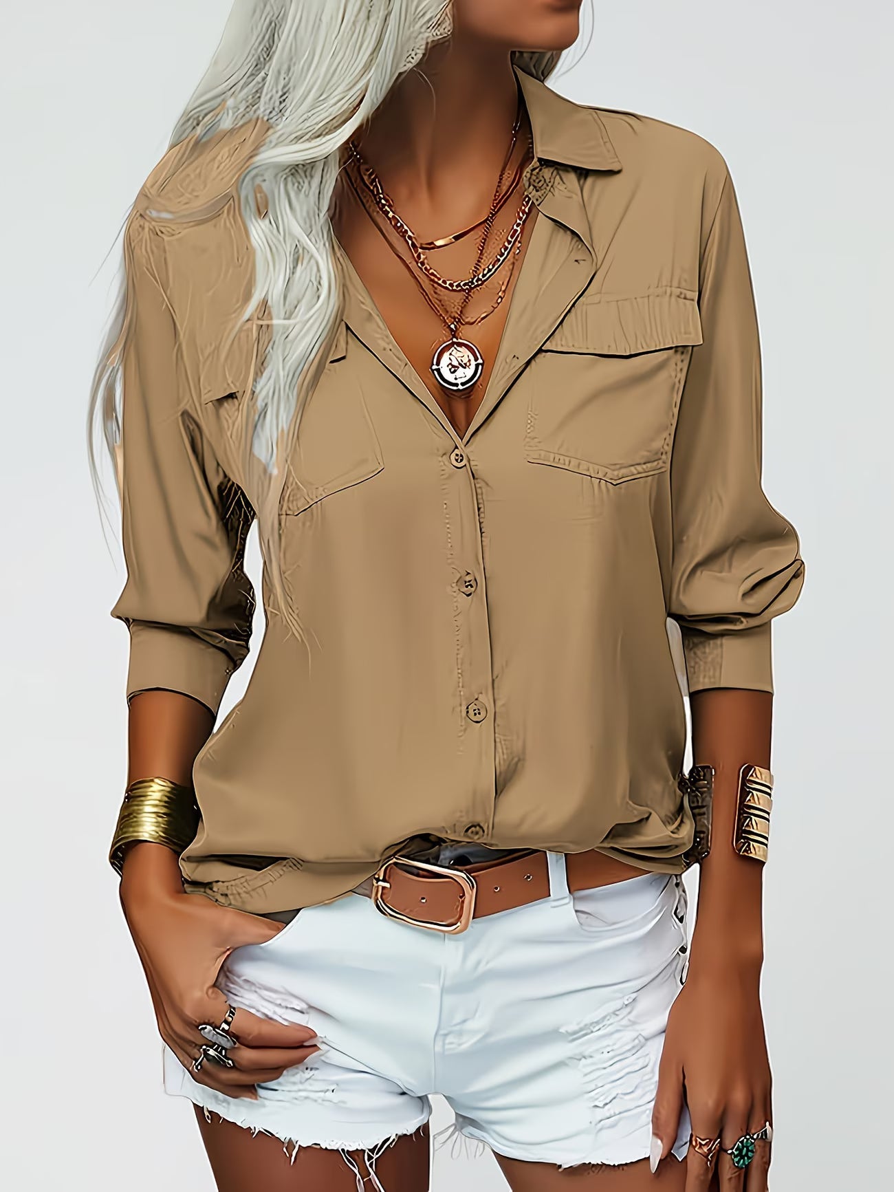 Tierna | Blusa Holgada De Mujer Con Botones en La Parte Delantera