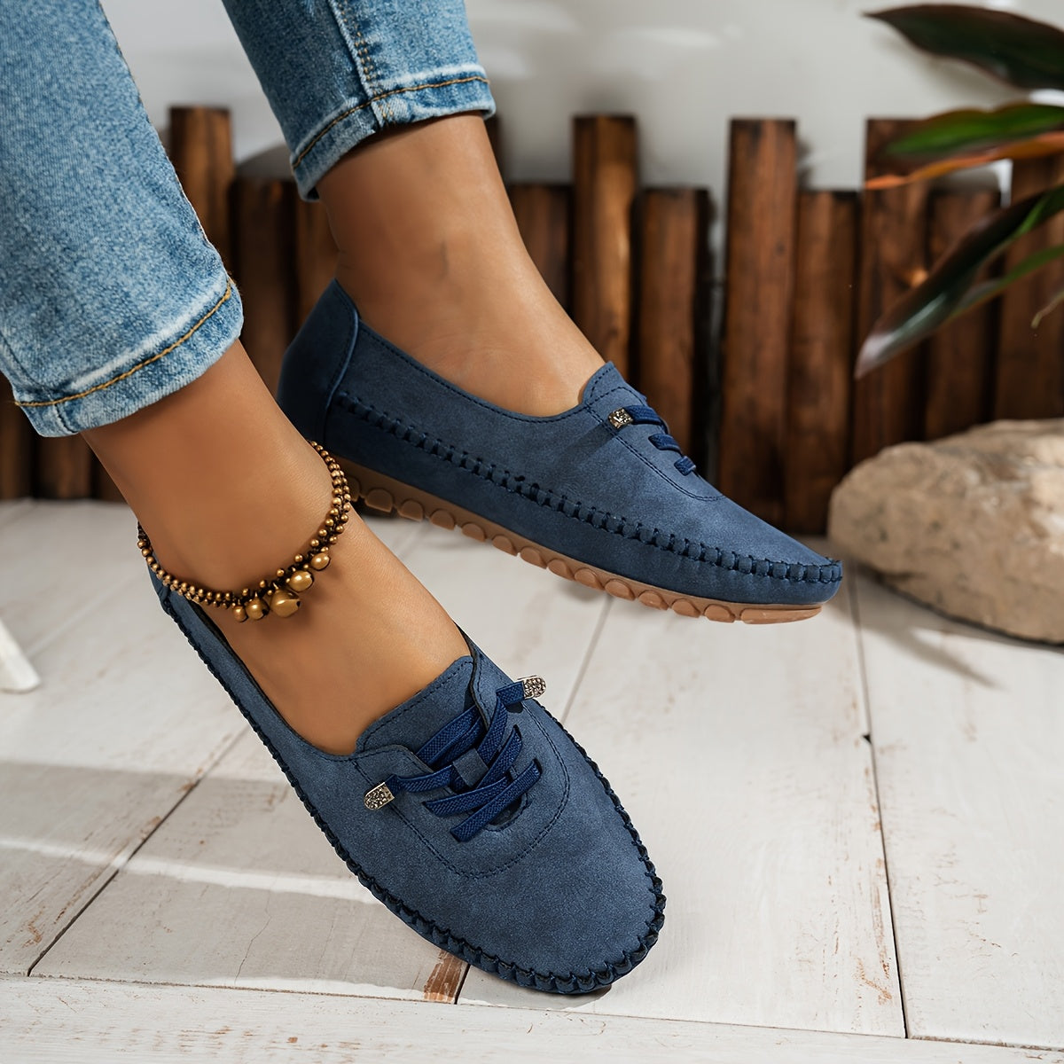 Zakiya - Mocasines Con Cordones Estilo Ante