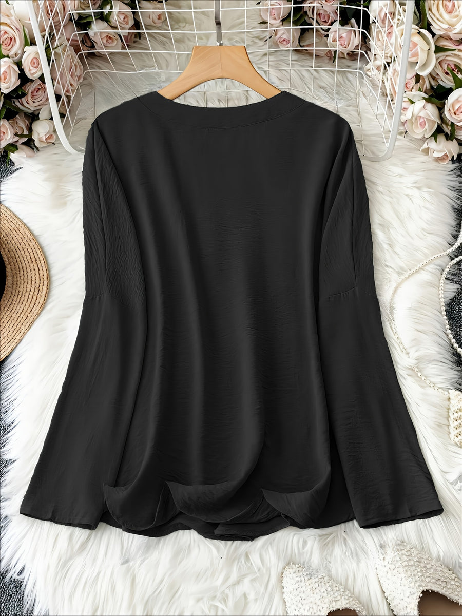 Shawna | Blusa Holgada de Manga Larga Cuello V