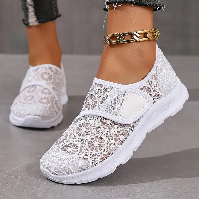 Tonjaa | Zapatillas Deportivas Sin Cordones con Encaje Floral Para Caminar