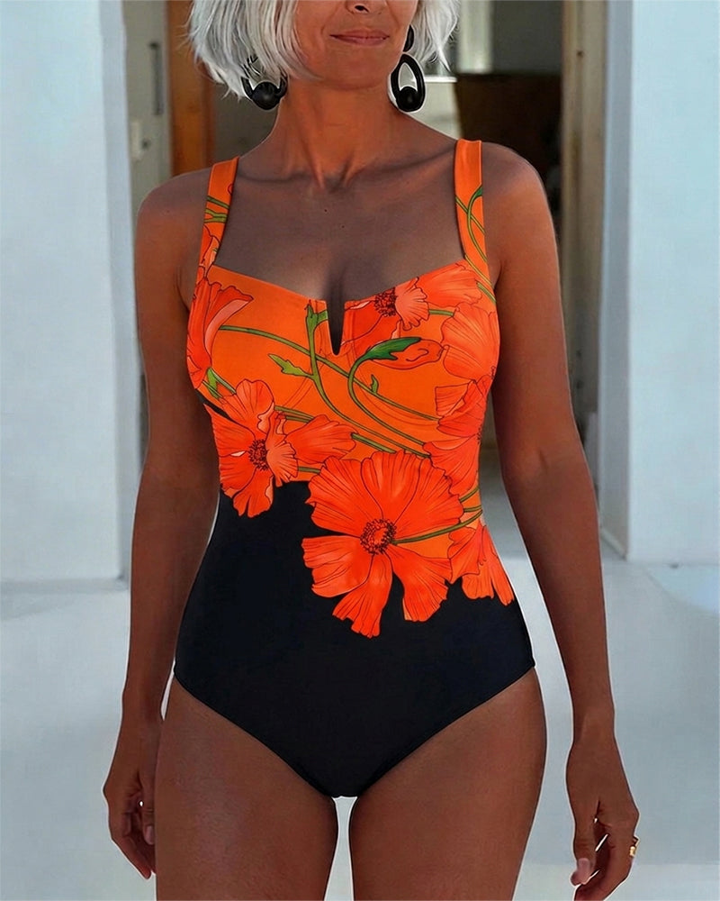 Laury | Bañador De Una Pieza Con Estampado Floral Y Escote Cuadrado