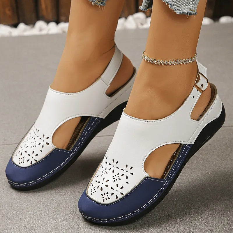 Anesa | Sandalias Cómodas Con Cuña Talón Abierto y Aberturas