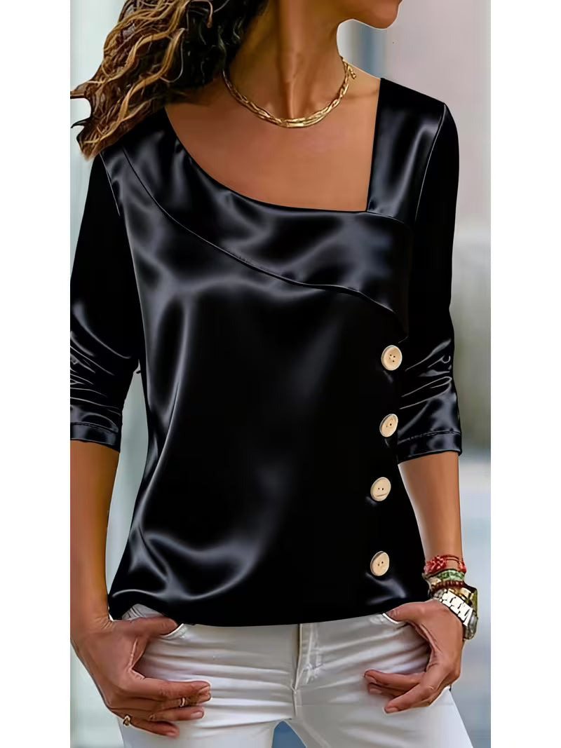 Avelea | Blusa de satén con escote cuadrado