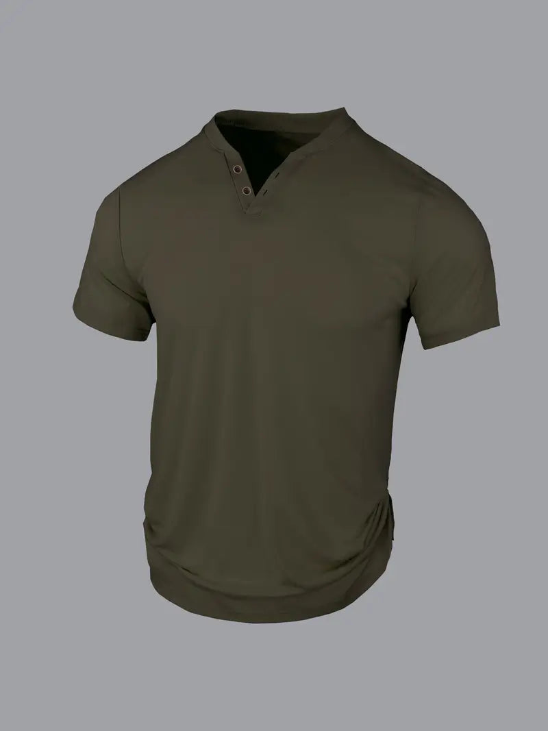 Eligio | Camiseta Henley de Punto Manga Corta