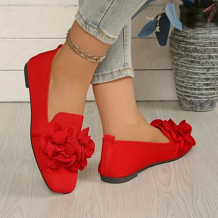 Catriona - Zapatos Planos Sin Cordones Con Punta Cuadrada Y Detalle Floral