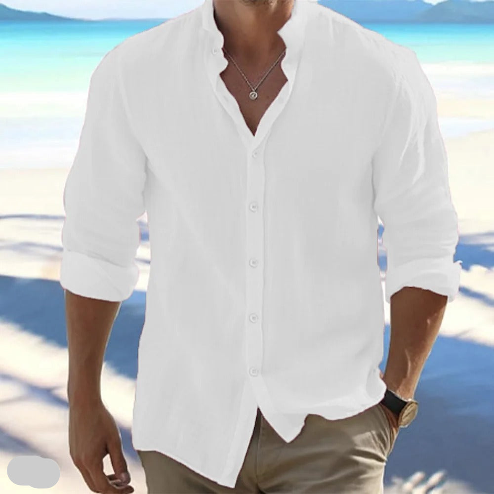 Macsen | Camisa Hombre Manga Larga Cuello Mao