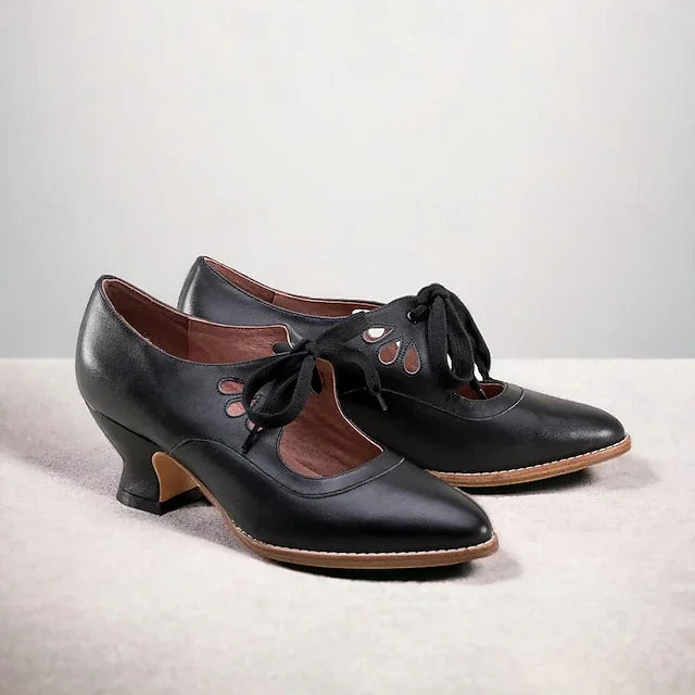 Zydrune | Zapatos Tacón Bajo Cordón Estilo Vintage