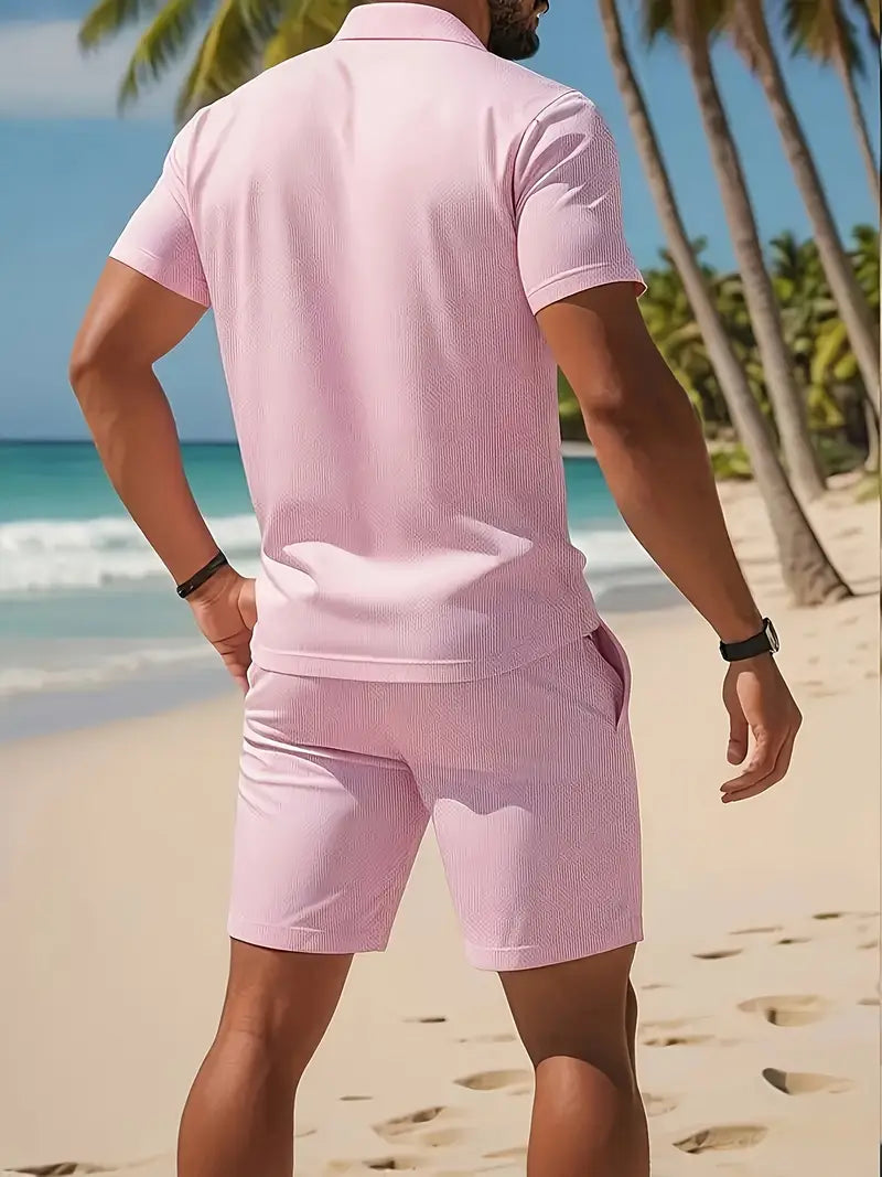 Kelvin | Conjunto De Polo Y Pantalones Cortos Con Textura