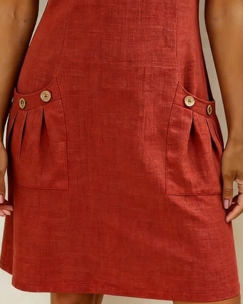 Krystan | Vestido Corto Utilitario Con Bolsillos