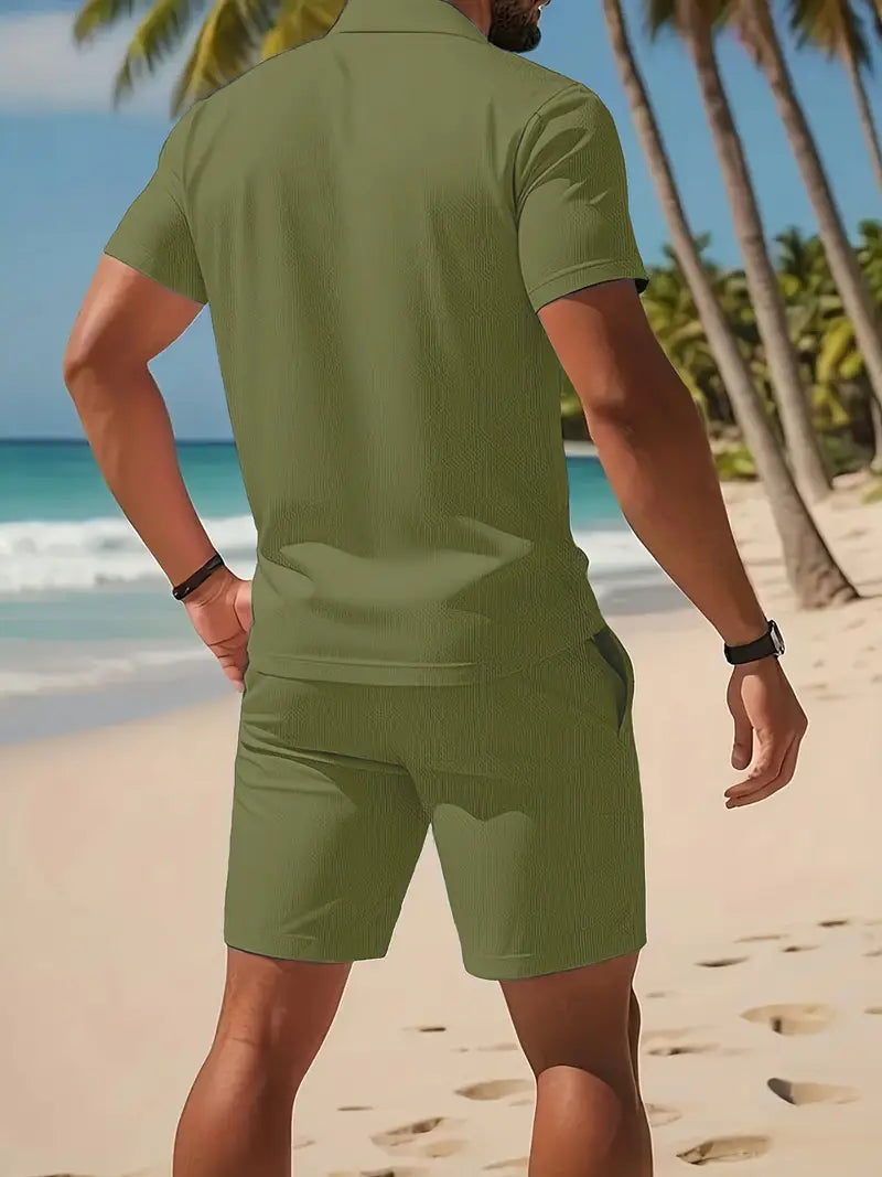 Kelvin | Conjunto De Polo Y Pantalones Cortos Con Textura