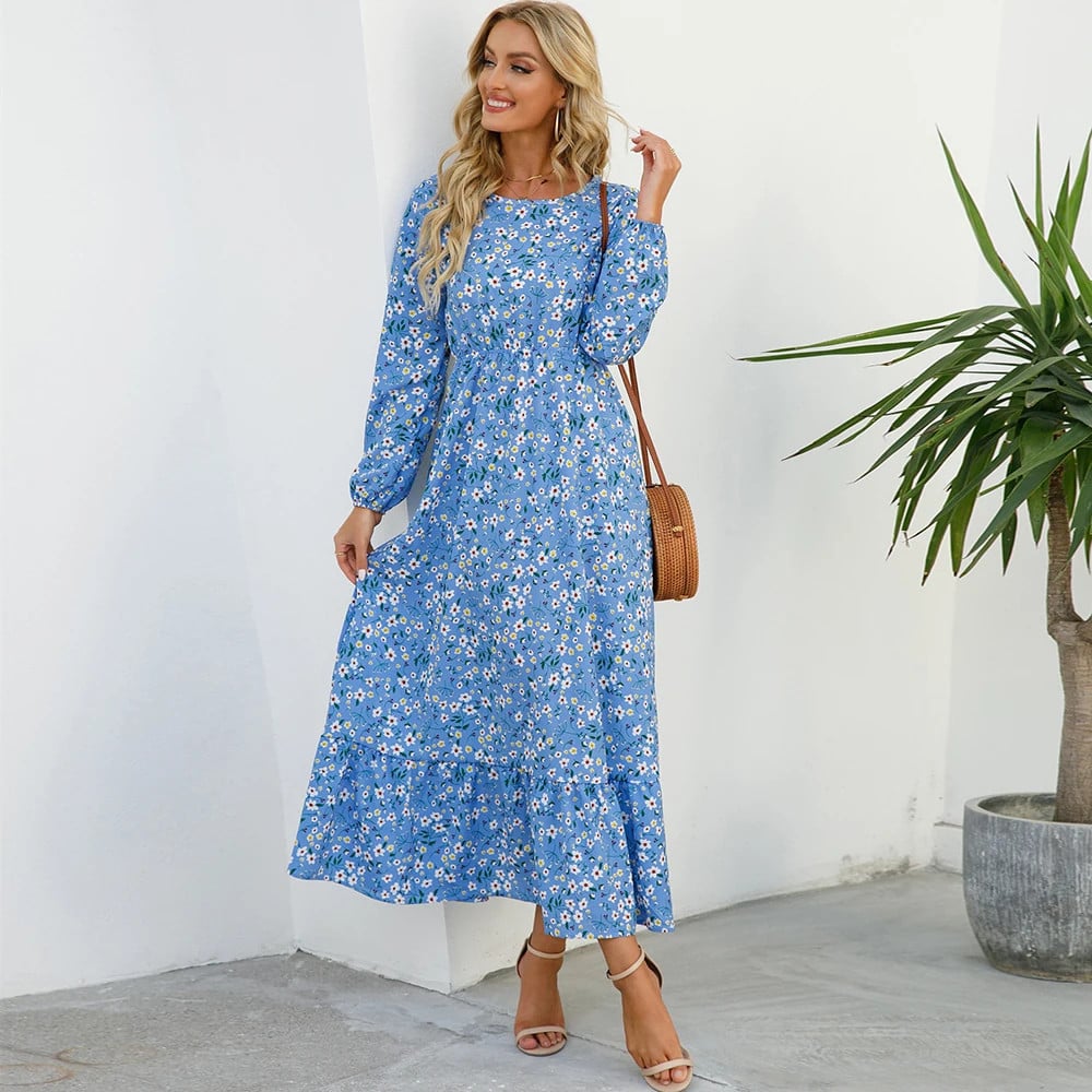 Trisha | Vestido Maxi Floral de Manga Larga