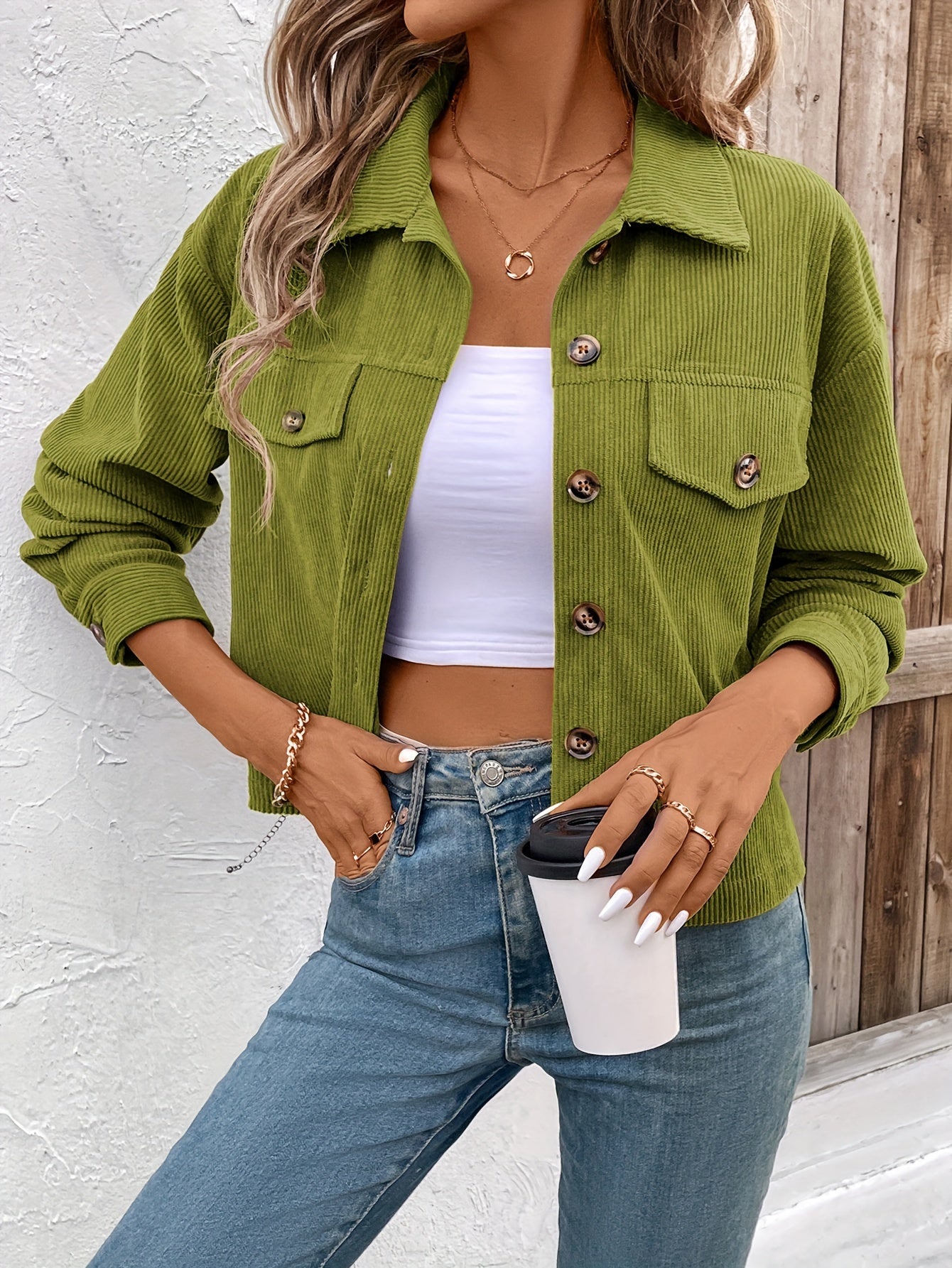 Nichola | Chaqueta De Pana De Manga Larga Con Botones