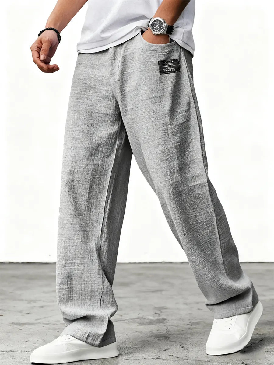 Lushan - Pantalones Sueltos Rectos Con Cintura Elástica