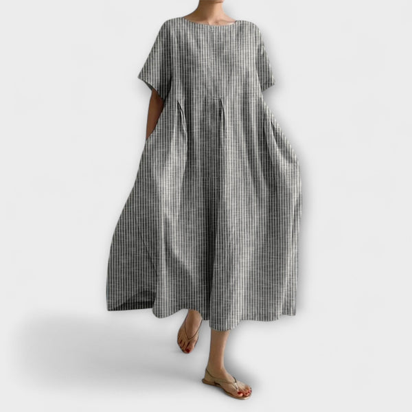 Nurhan | Vestido Largo De Manga Corta a Cuadros