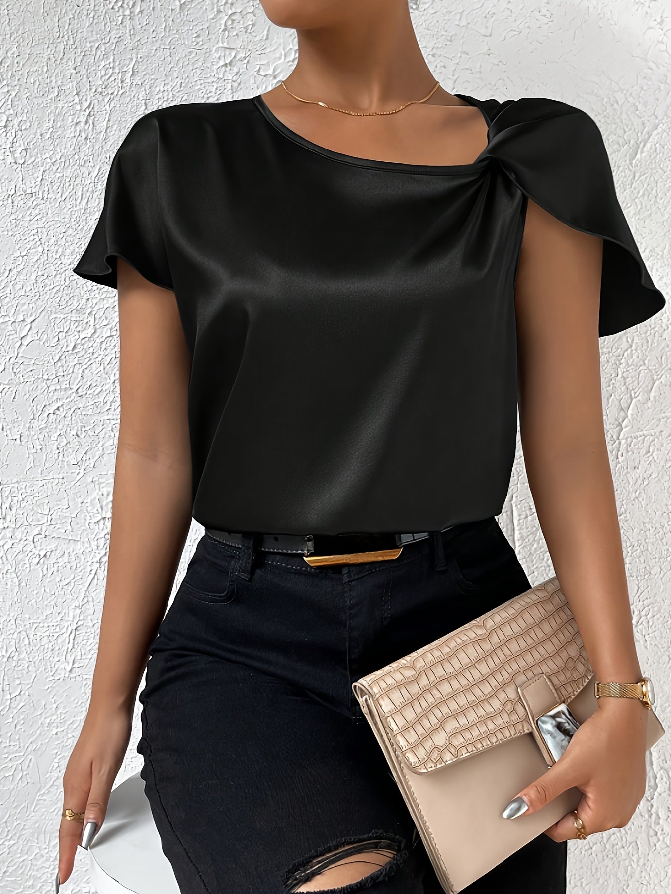 Loretta | Blusa Con Efecto Satén Y Mangas Con Volantes