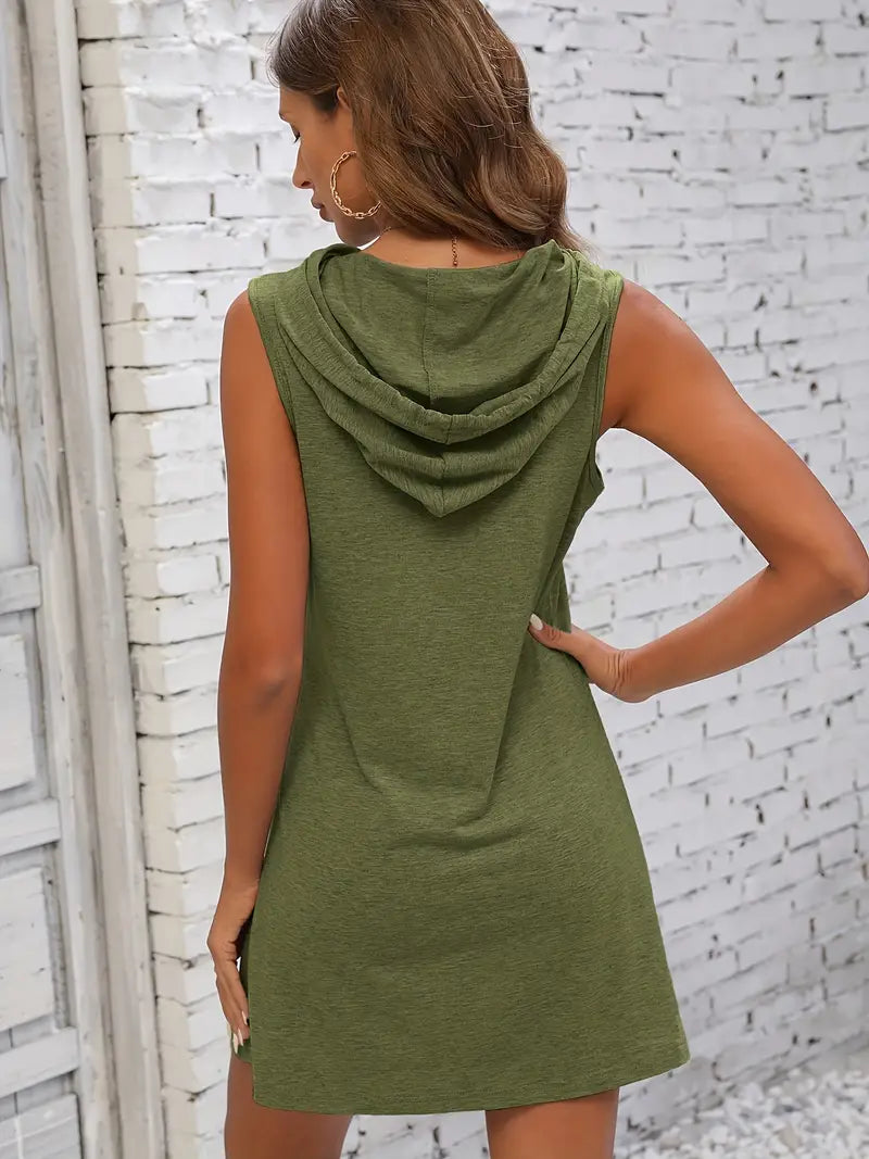 Fieke - Vestido Mini Recto Sin Mangas Con Capucha