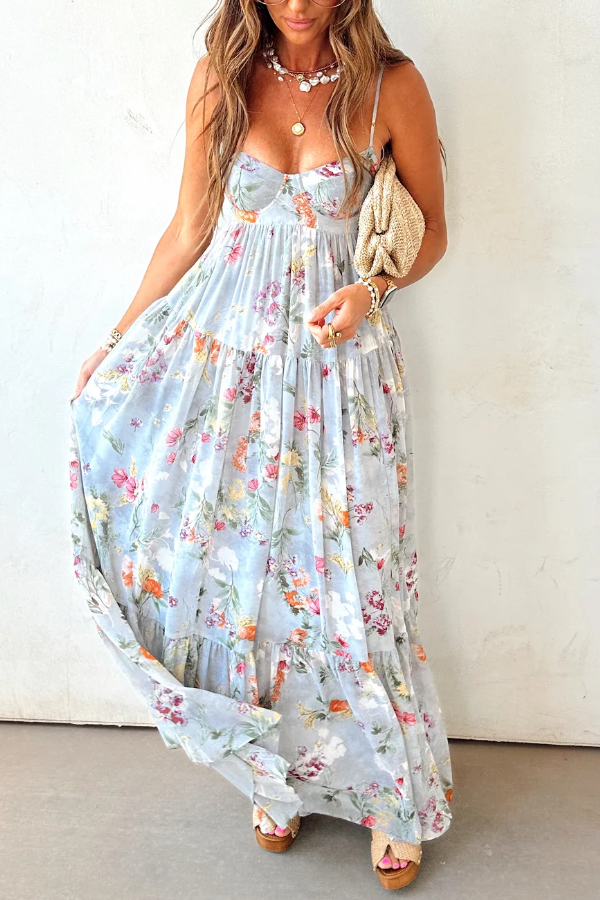 Samadhi – Vestido Maxi sin Mangas | Vestido Maxi Floral para Mujer