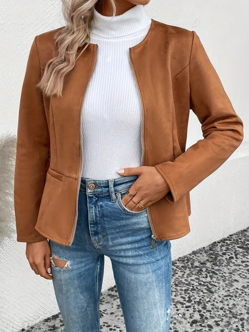 Roksana | Chaqueta Entallada de Manga Larga Con Cremallera