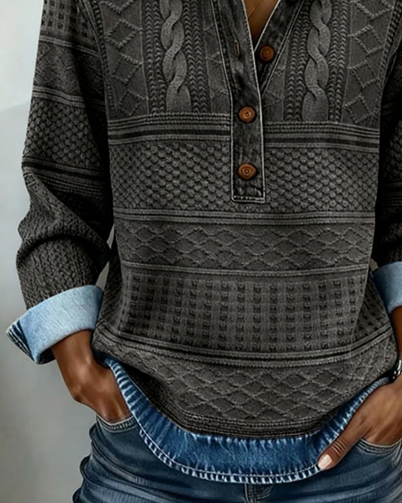Melkorka | Sudadera Texturizada Con Botones Y Solapa