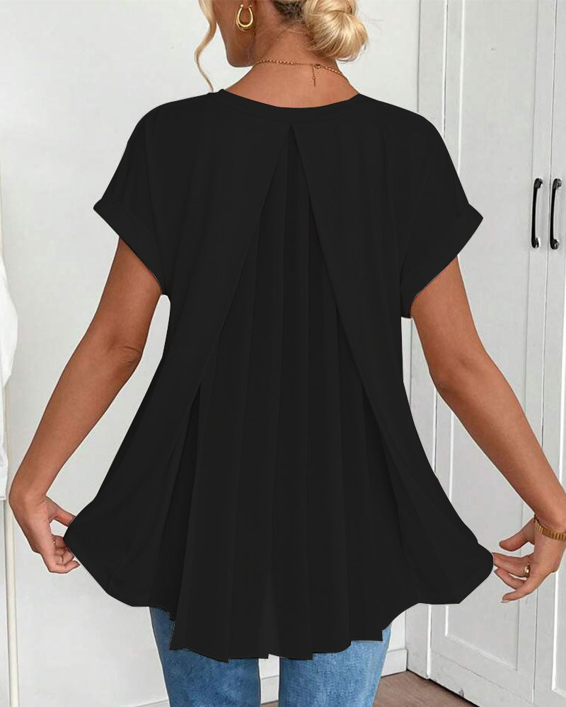 Liyanna - Blusa de Manga Corta Con Pliegues en la Espalda