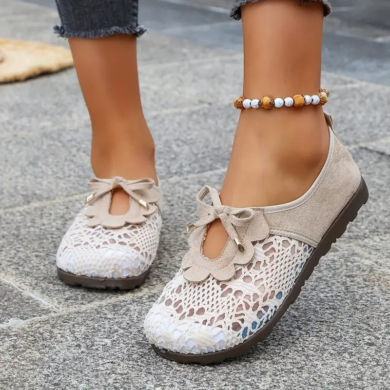 Danika | Bailarinas Sin Cordones Con Lazo de Encaje Transpirable